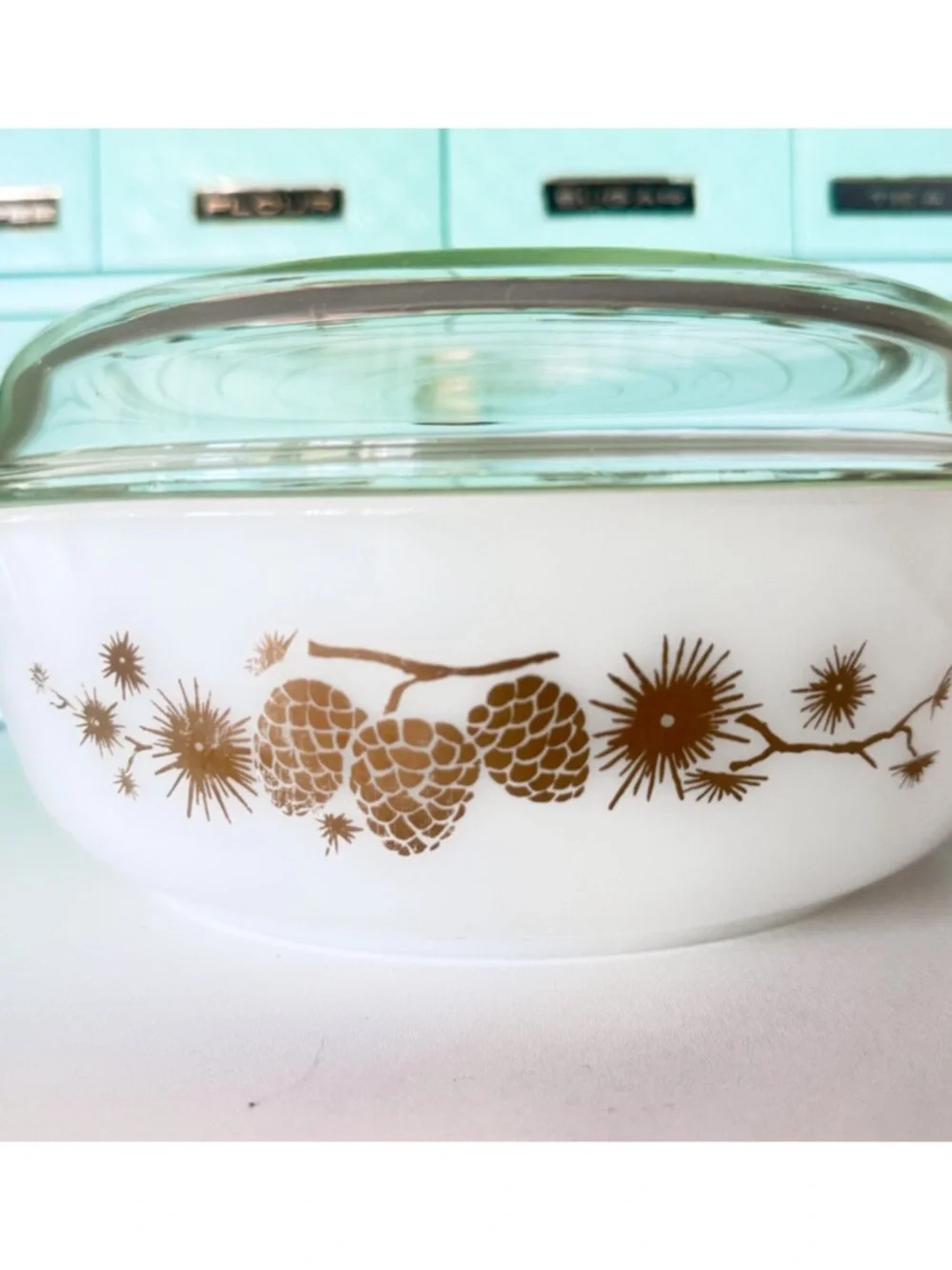AGEE Pyrex Golden Pine Round Casserole Lid Vintage Australian CR 300 | 3 Pint